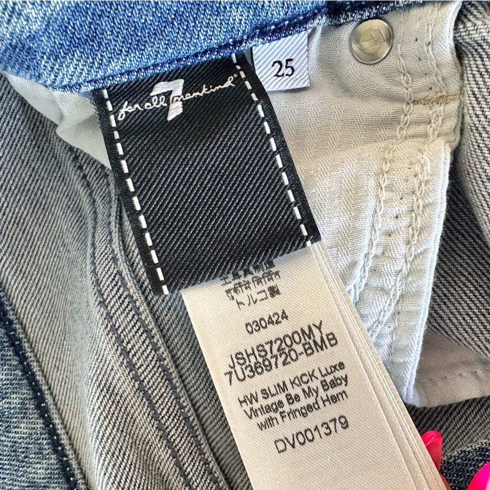 7 FOR ALL MANKIND Kick Flare Jeans | Size 25 | High Rise Cropped Raw Hem - Picture 7 of 11